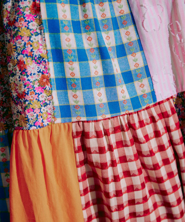 Patchwork Three-Tiered Camisole Dress