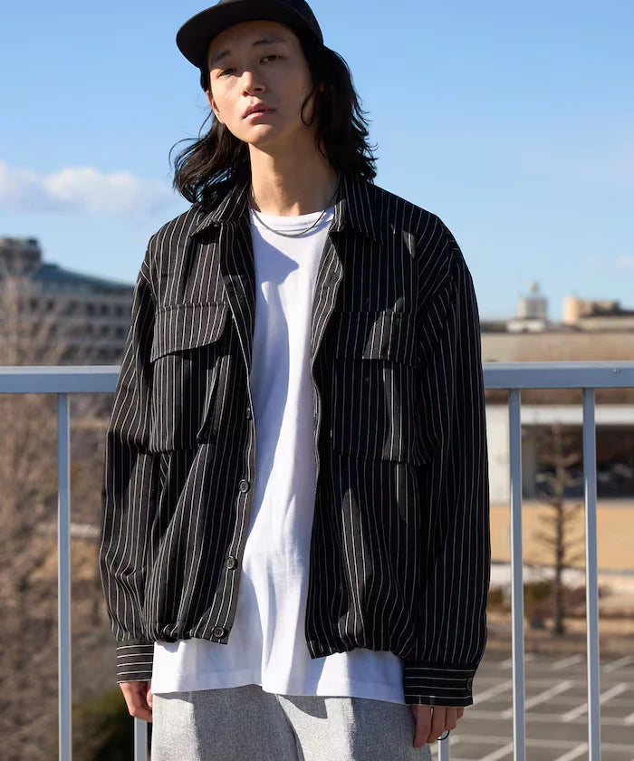 Stripe Shirt Blouson / Setup Compatible / Layer / Relaxed Fit