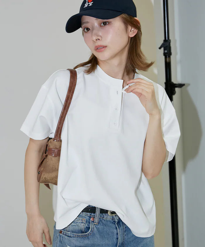 <contact cool> Cool Ponte Henry Neck T-Shirt Limited Release