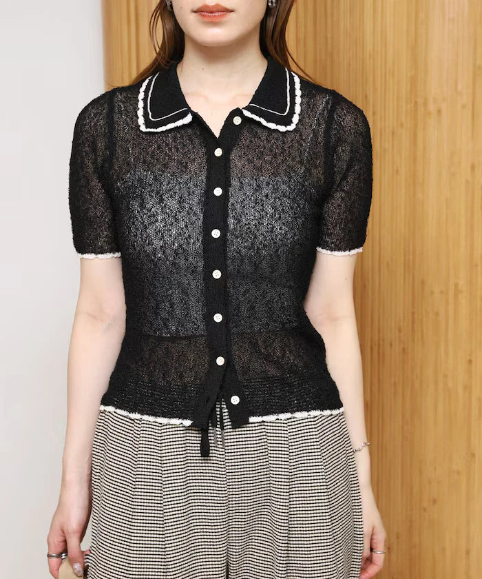Color Embroidered Polo Collar Cardigan [Limited Edition]
