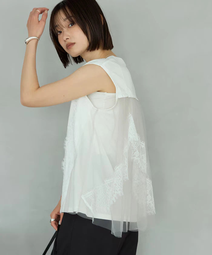 Organic Cotton Tulle Lace Docking Top