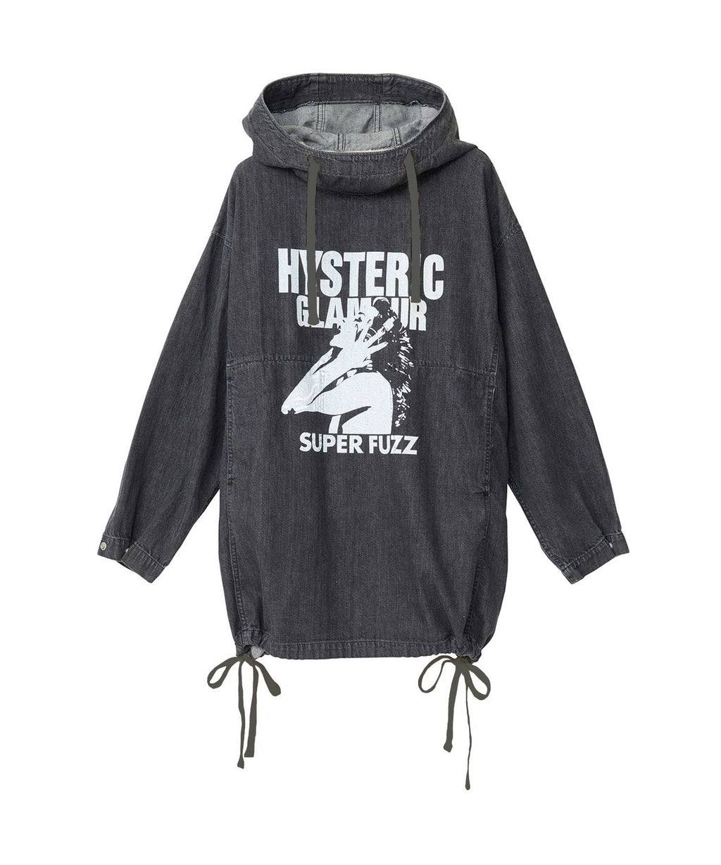 FUZZY BEAT Hooded Denim Pullover