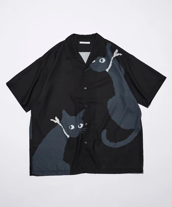 Open Collar Big Pattern Short Sleeve Shirt / Big Silhouette