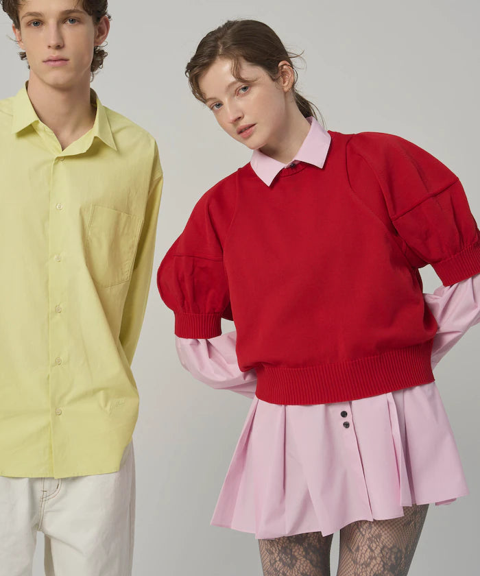 Japan Made Whole Garment Puff Sleeve Top