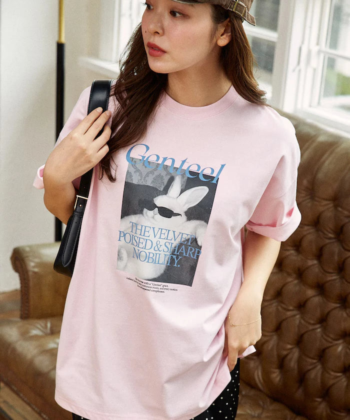 <Functional Material> Genteel Rabbit Print T-Shirt Limited Edition