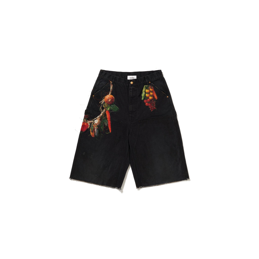 VEGETABLE EMBROIDERY CUT-OFF PANTS