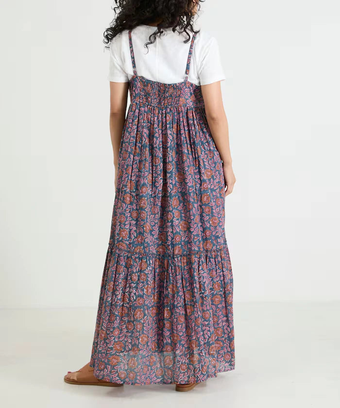 India Woodblock Flower Print Cami Dress