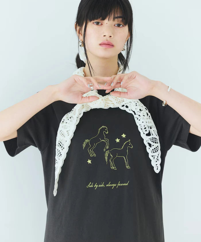 Comfortable Horse Print Crew Neck T-Shirt