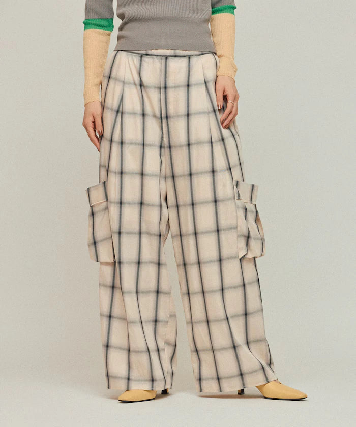 Ombre Check Easy Pants / Patch Pocket Wide Easy Pants