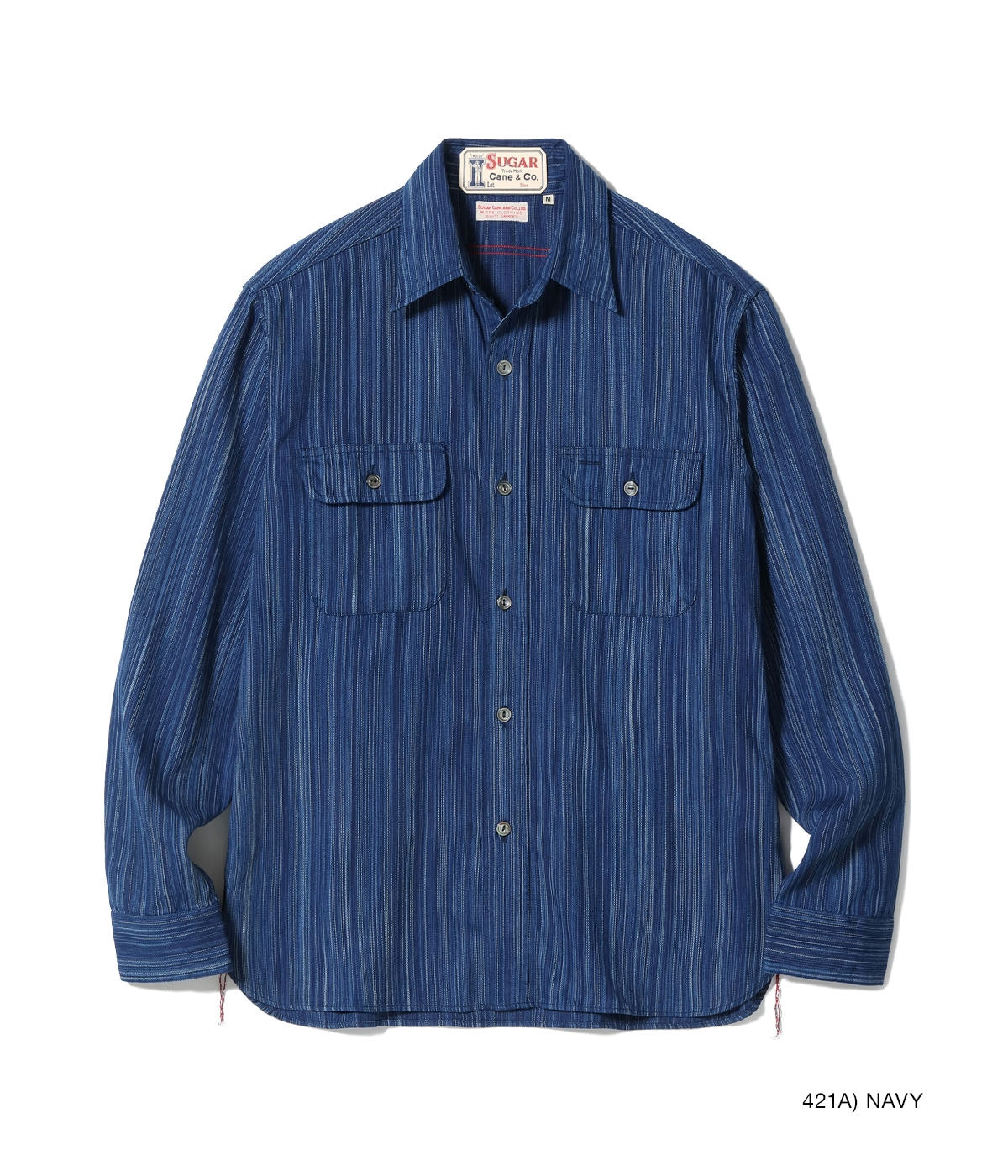 FICTION ROMANCE 5.5oz. INDIGO STRIPE WORK SHIRT