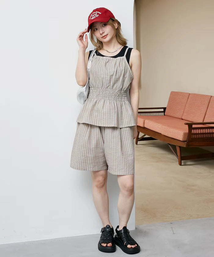 Shearling camisole x short pants set limited edition
