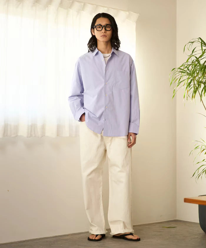 Nuance Color Oversized Regular Collar Long Sleeve Shirt