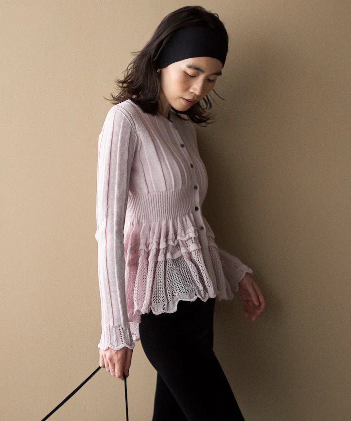 Japan Made Whole Garment Peplum Cardigan