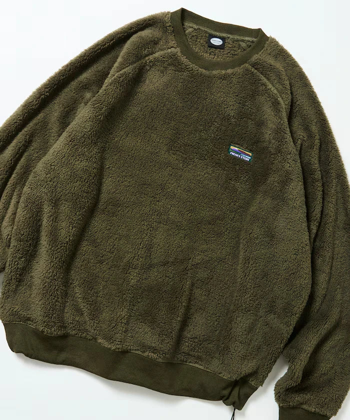 Relaxed Fit Raglan Sleeve Shaggy Fleece Pullover