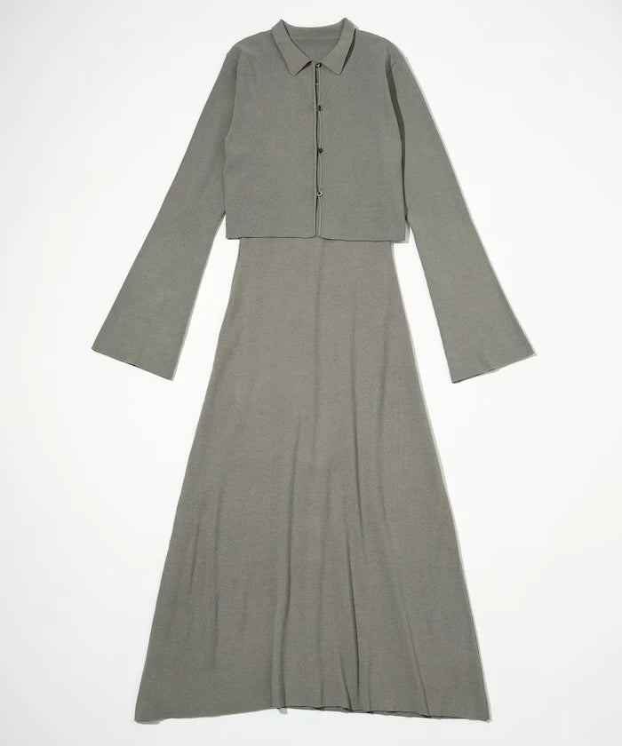 Functional Fabric Silk Blend Knit Ensemble Dress / Anti-Pill / Machine Washable