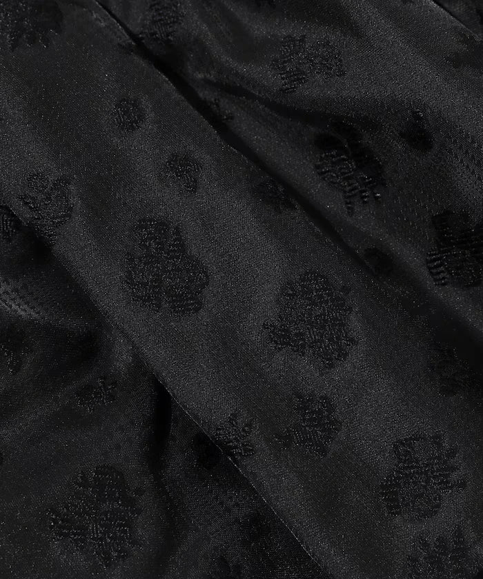 Flower Sheer Jacquard Volume Sleeve Peplum Blouse / 5 Minutes Sleeve