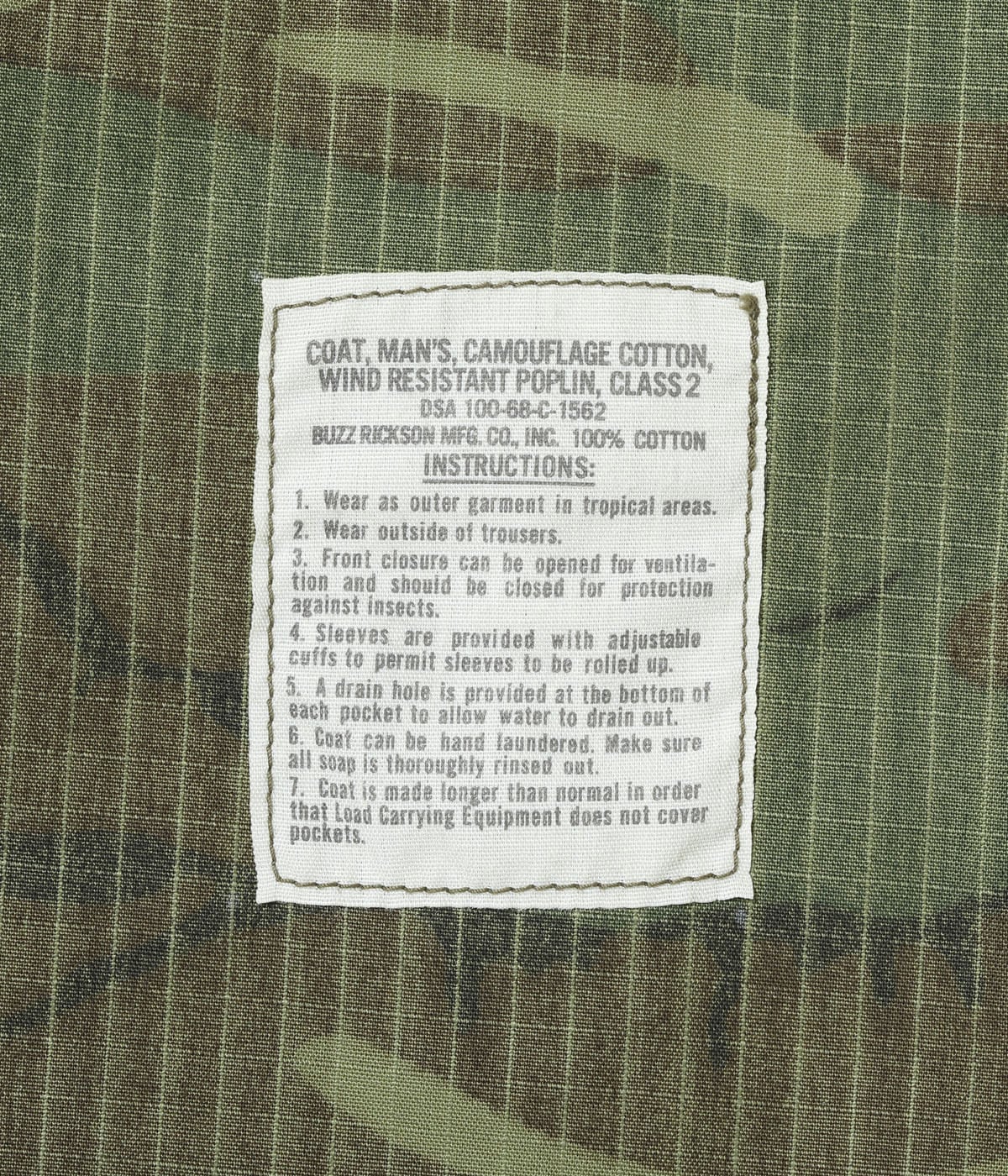COAT, MAN'S, CAMOUFLAGE, COTTON, WIND, RESISTANT, POPLIN, CLASS 2
