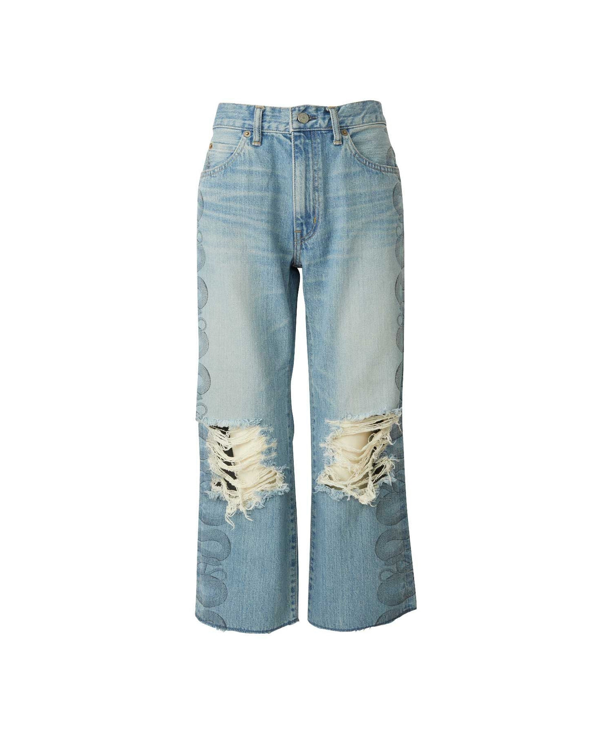 Snake Loop 8 Length Crushed Denim Pants