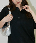 LOVE POP STUDIO Pattern Mesh Henley Neck T-Shirt Limited Release