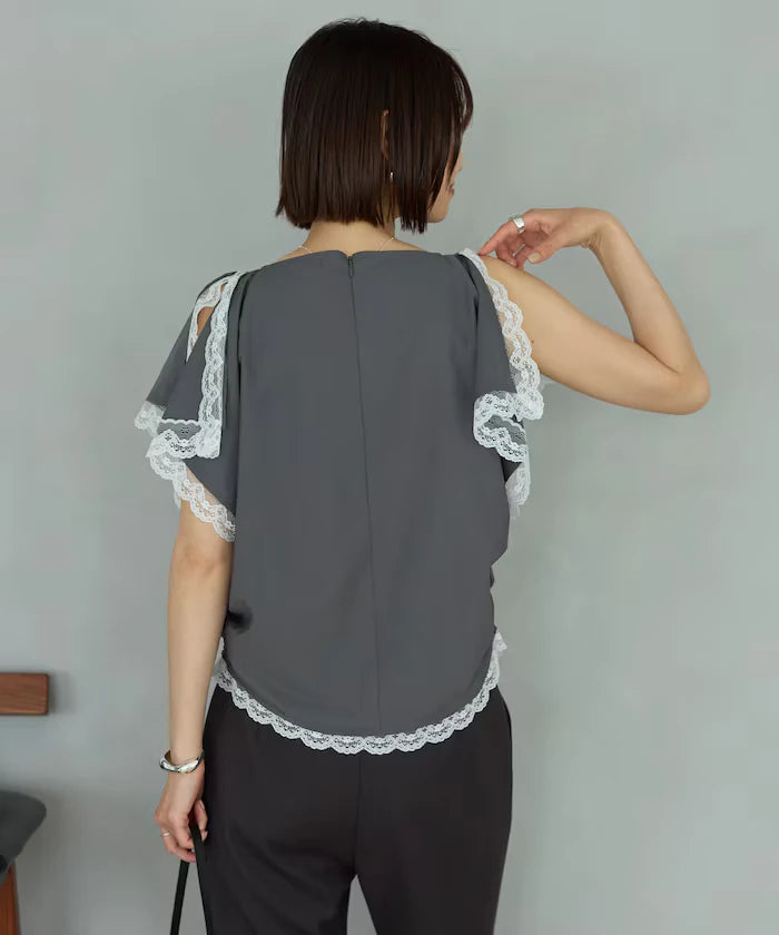 Handkerchief Sleeve Shirring Blouse