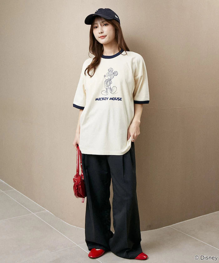<Functional Material>Mickey Mouse/Sketch Ringer T-Shirt Limited Edition