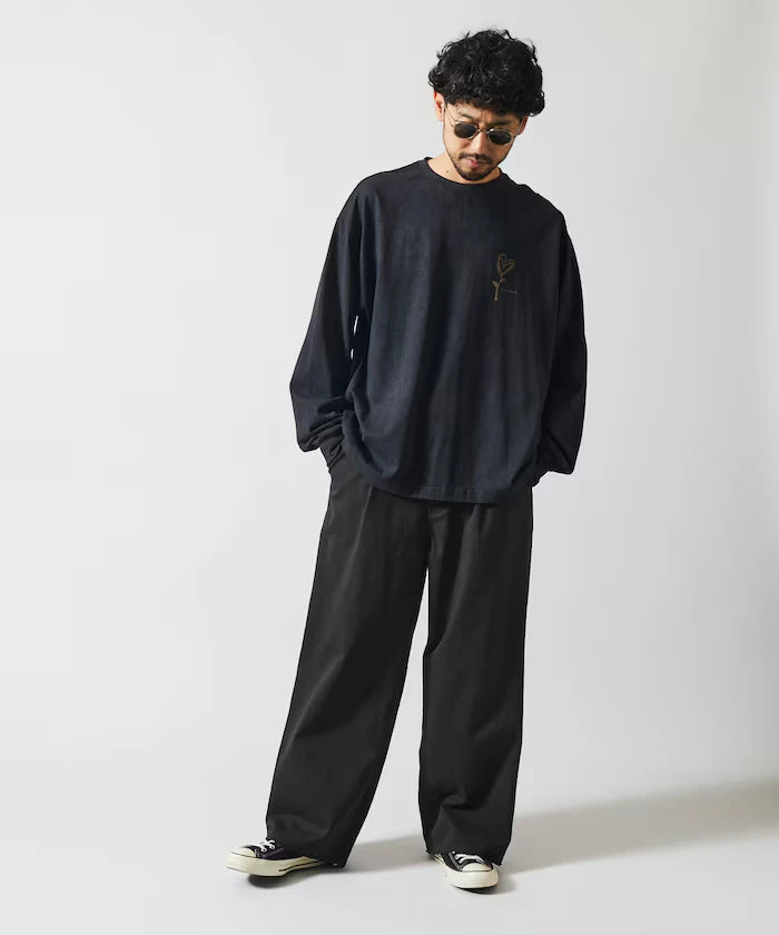 Chino Denim Docking Pants / Wide Straight Pants