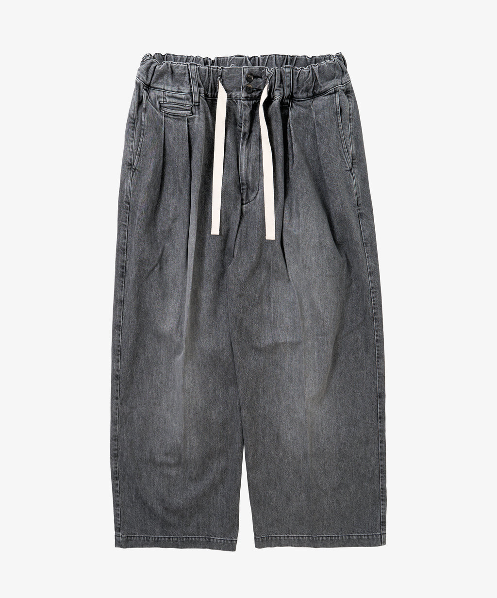 hakama pants black denim bleached