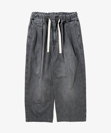 hakama pants black denim bleached