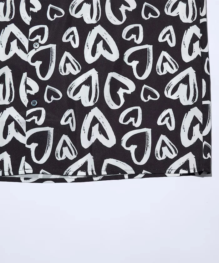 Open Collar Pattern Short Sleeve Shirt