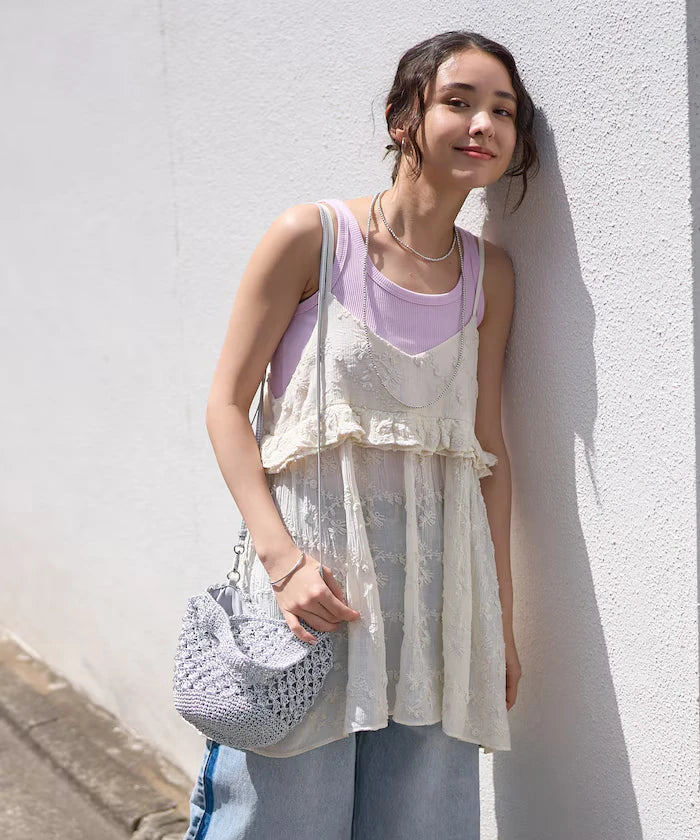 Lurex Yarn Hand Knitted 2WAY Bag