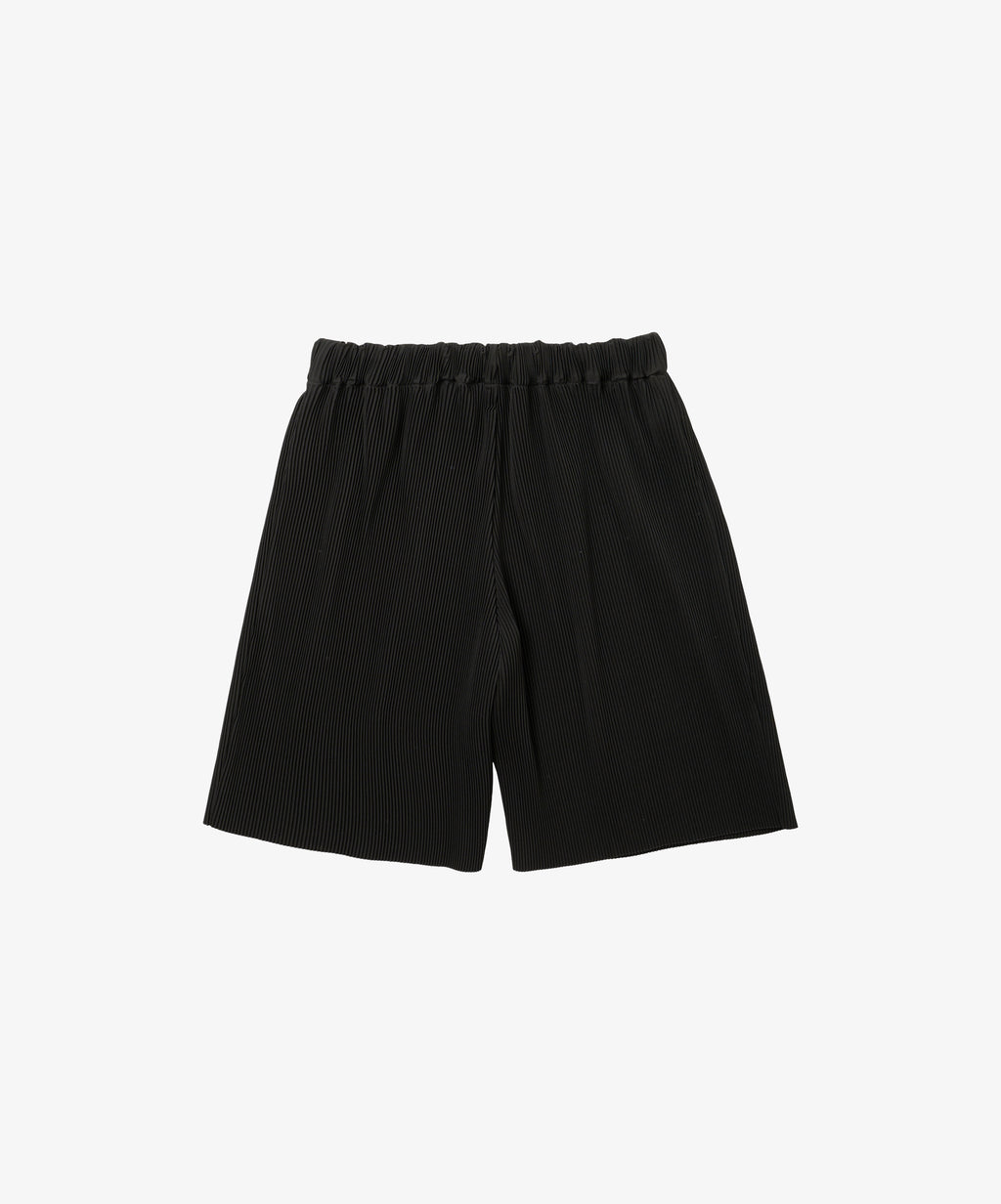 circular short pants pleats black with pockets