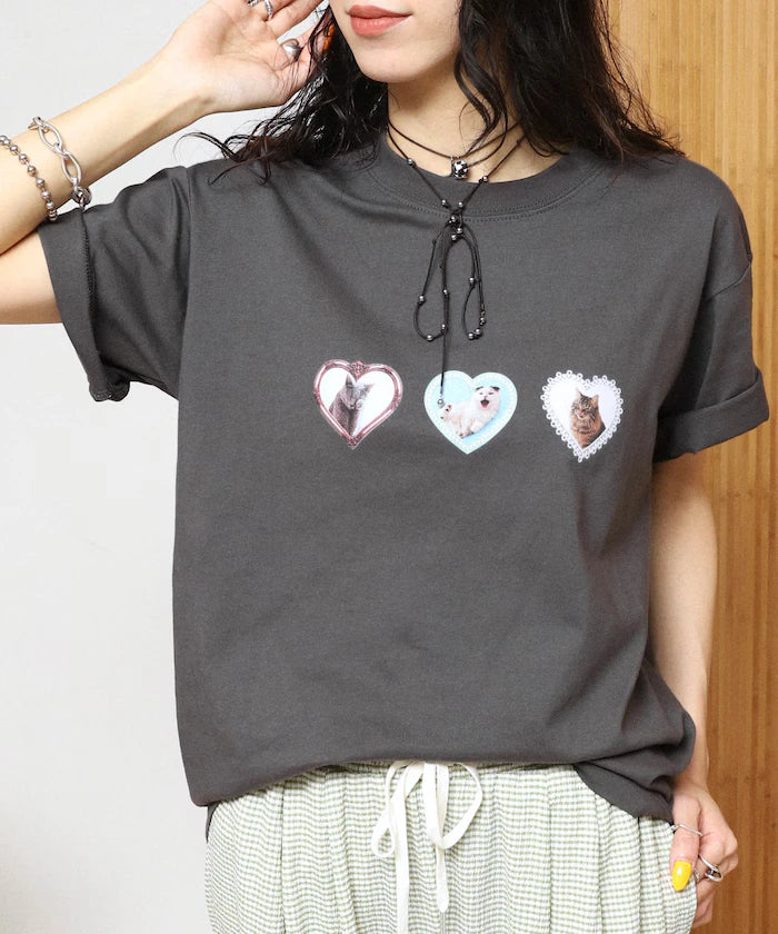 Organic Cotton Animal Heart Print T-Shirt