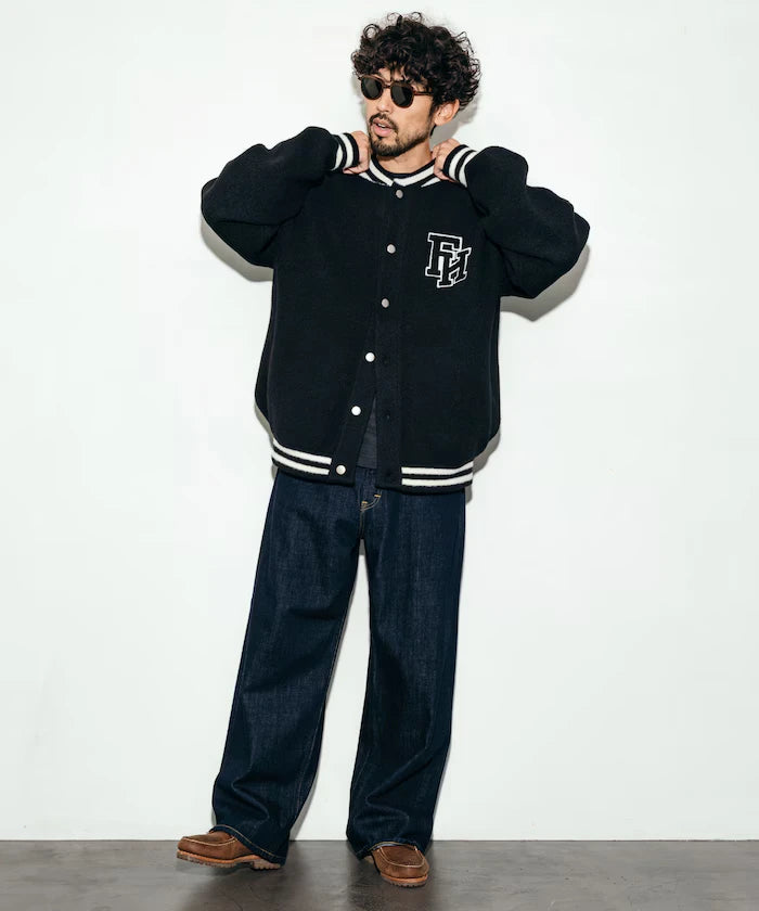 Relaxed Fit Logo Knit Varsity Jacket
