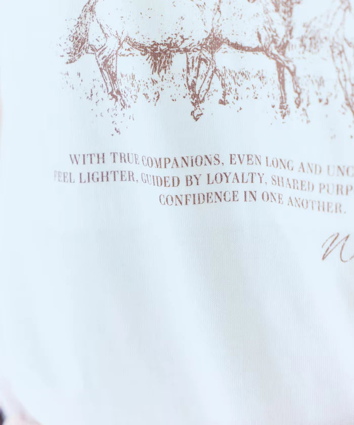 Comfortable Logo Horse Print Crew Neck T-Shirt