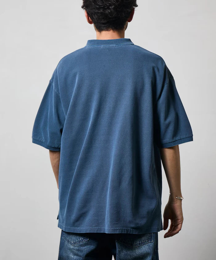 Big Silhouette Vintage Process One Point Embroidery Short Sleeve Polo Shirt