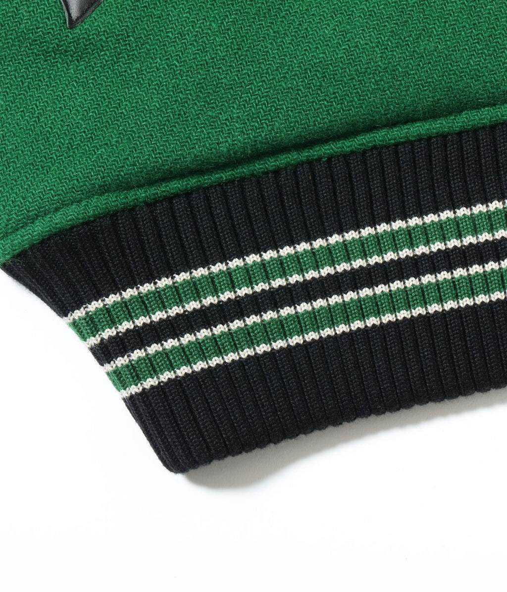 30oz. WOOL MELTON AWARD JACKET “CRANK BUSTERS” (GREEN)