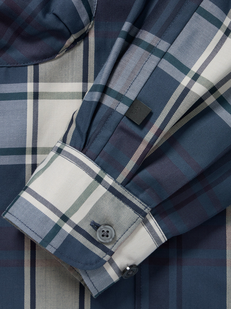 W's TECH SPORTS OPEN COLLAR SHIRT L/S BIG TARTAN