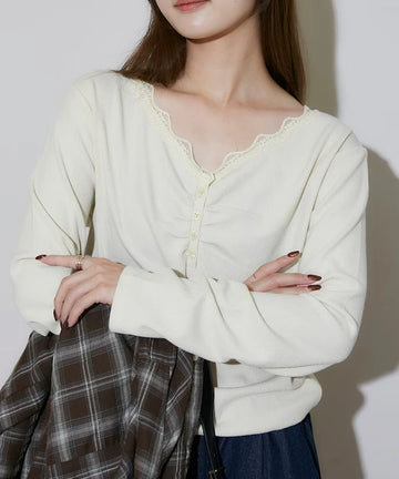 Henley Neck Lace Long Sleeve T Limited Edition