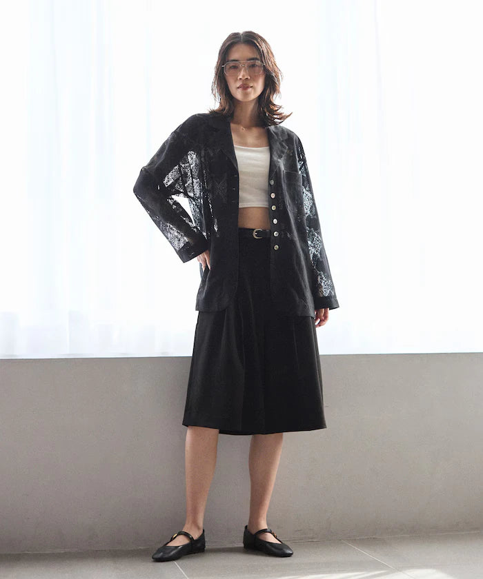 [February 12 12:00 Release] Panel Lace Shirt Jacket / Compatible with Setup