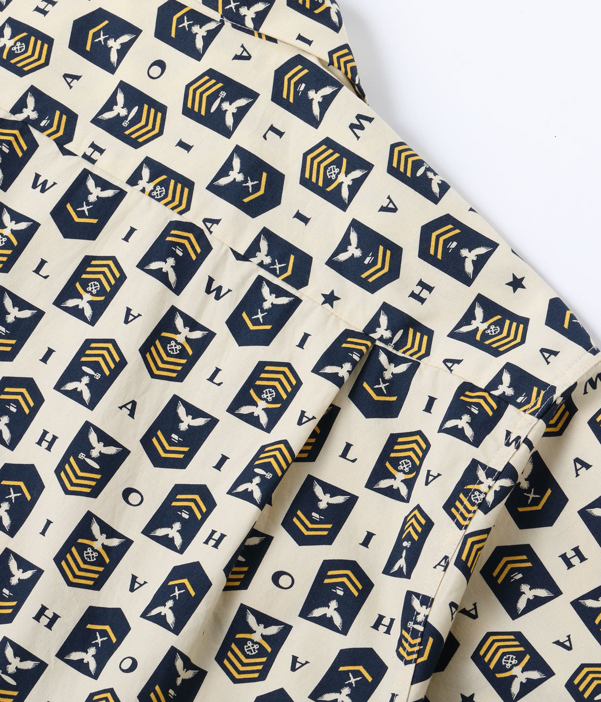 Cotton Broad Hawaiian Shirt 'Navy's Chevron'
