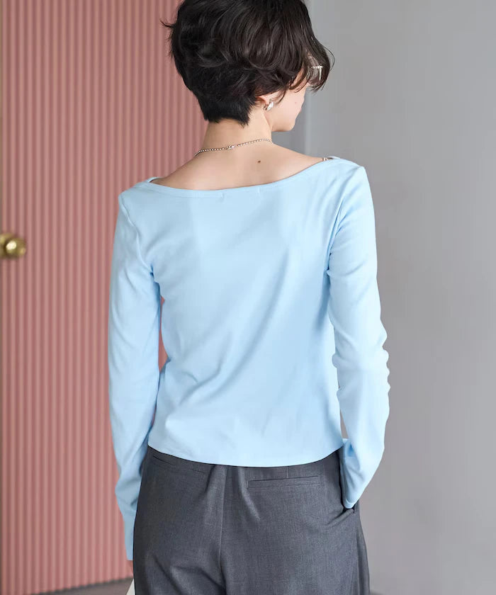 Many Button Cotton Modal Long Sleeve T-Shirt