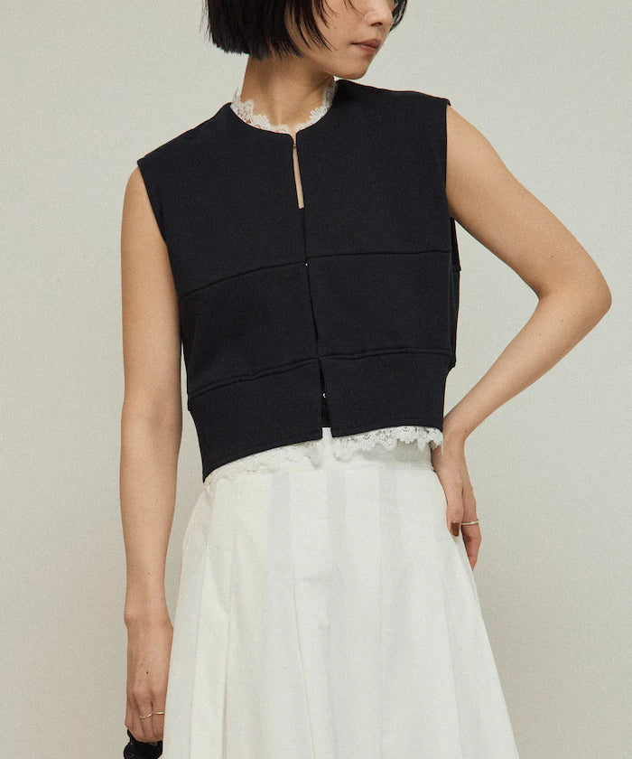 Organic Cotton Lace Sweat Vest / Lined Sweat