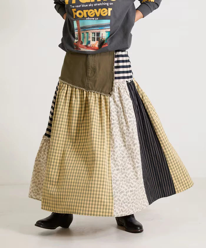 Flower & Check Docking Skirt