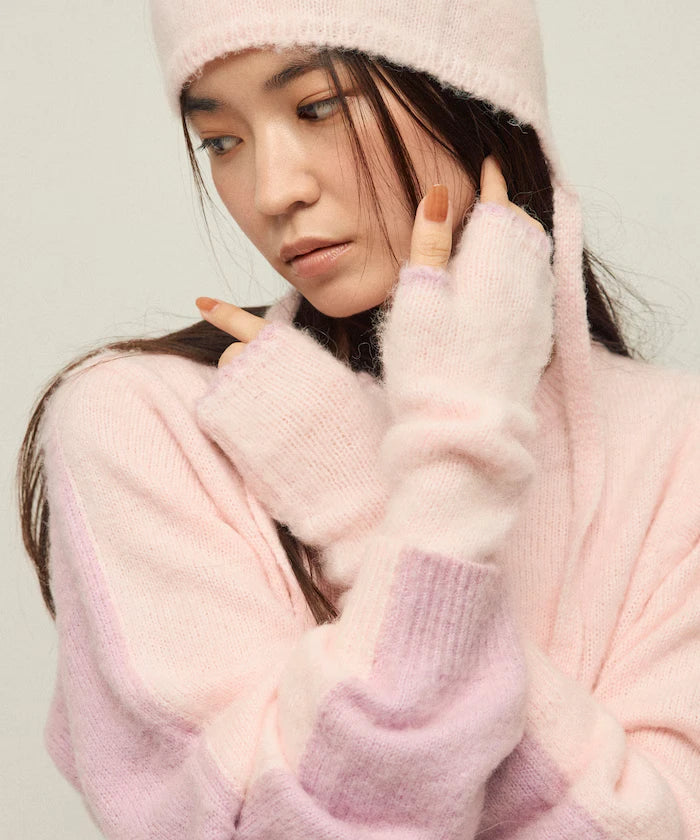 Alpaca Blend Bicolor Knit Gloves