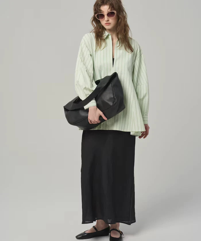 Flare Silhouette Skipper Balloon Sleeve Shirt