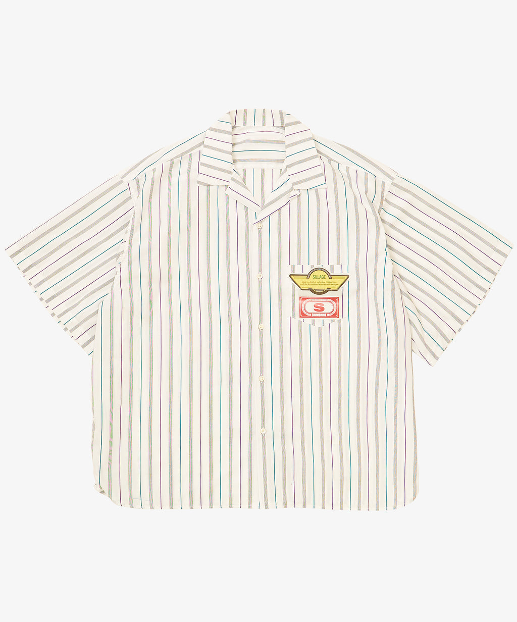 re-engineered overshirt short sleeve deadstock white stripe