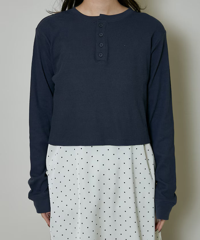 Light Waffle Henley Neck Long Sleeve T Limited Edition