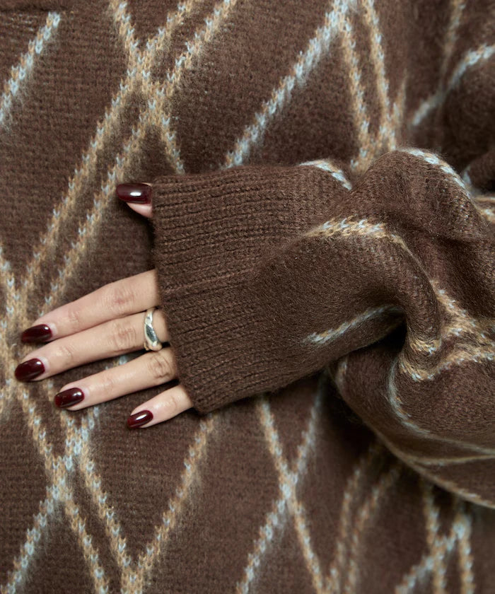 Checked pattern mohair touch skimmer knit limited edition