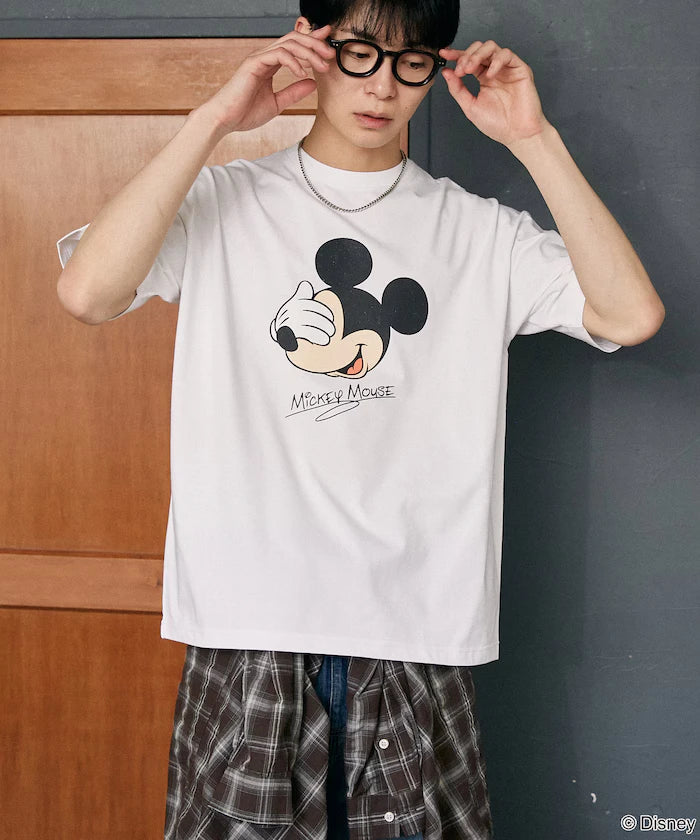 <Functional Material>Mickey Mouse Face T-Shirt Limited Edition