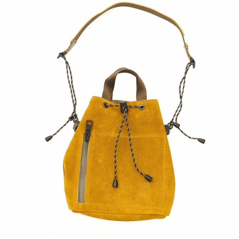 WATER PROOF SUEDE DRAWSTRING BAG/MUSTARD